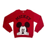 Vintage 90s Mickey Mouse spell out red black crew neck sweater size medium